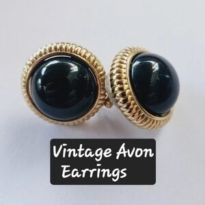 Vintage Avon Black and Gold Earrings
